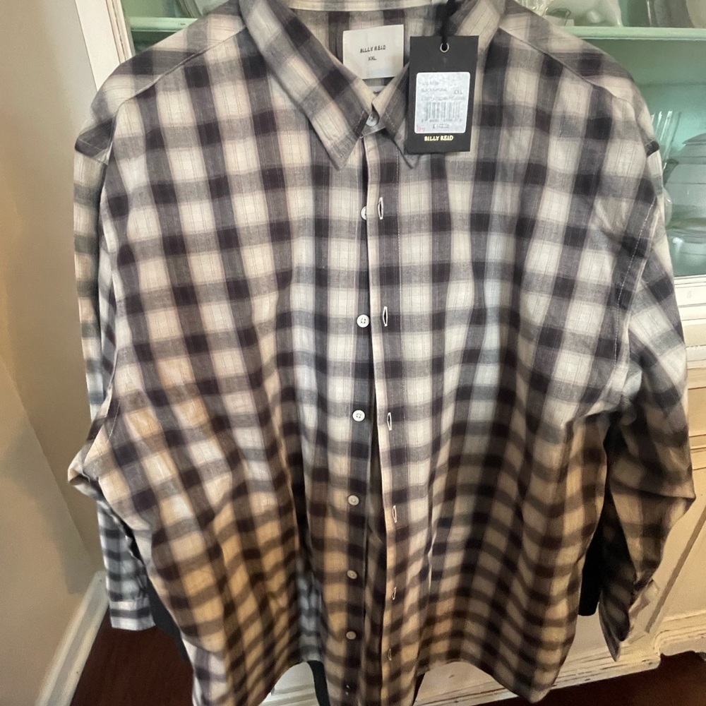 Billy Reid Men's Plaid Shirt - Black and White